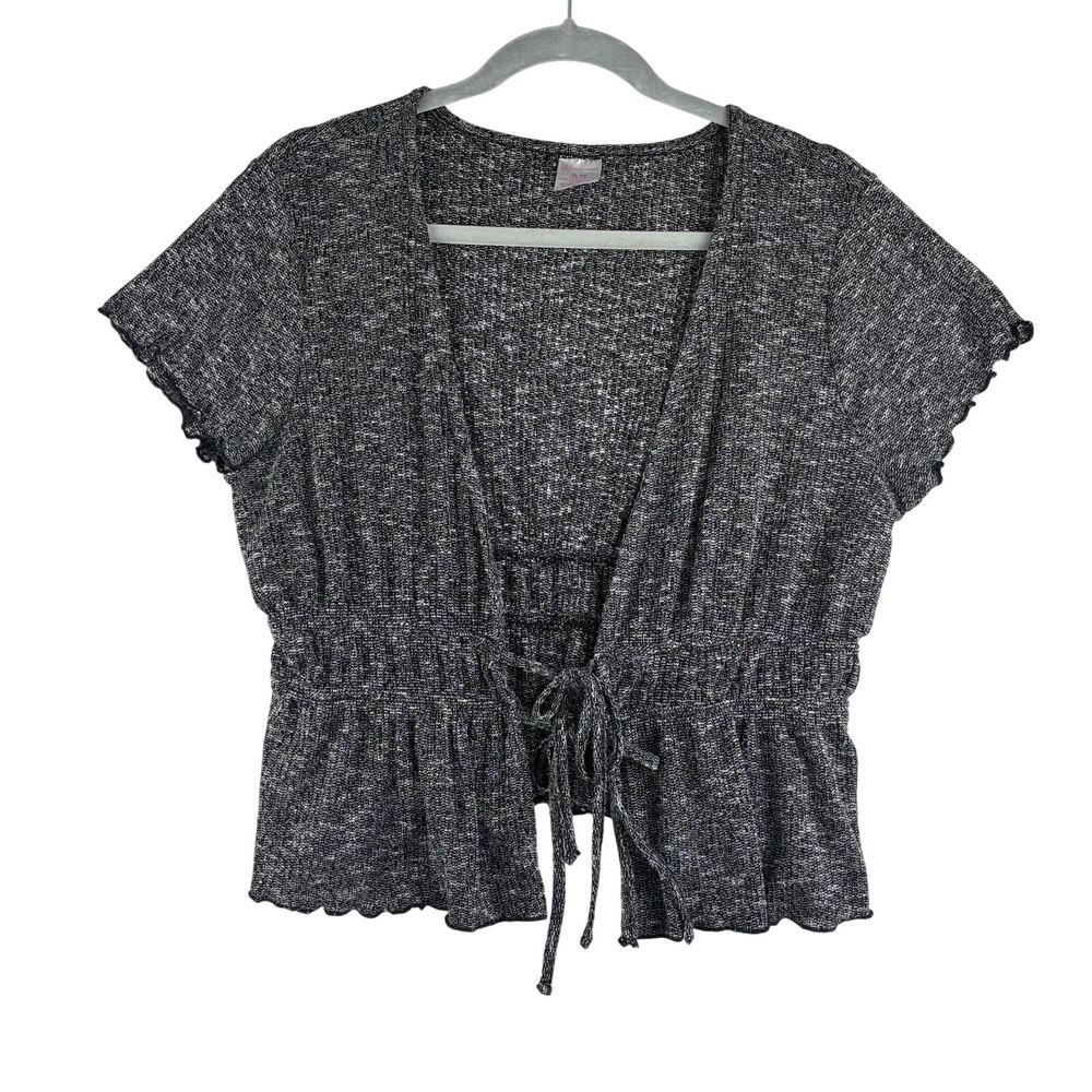 NoBo Double Tie Front Ribbed Knit Cardigan Women's Large Boho Beach Hippi Y2K